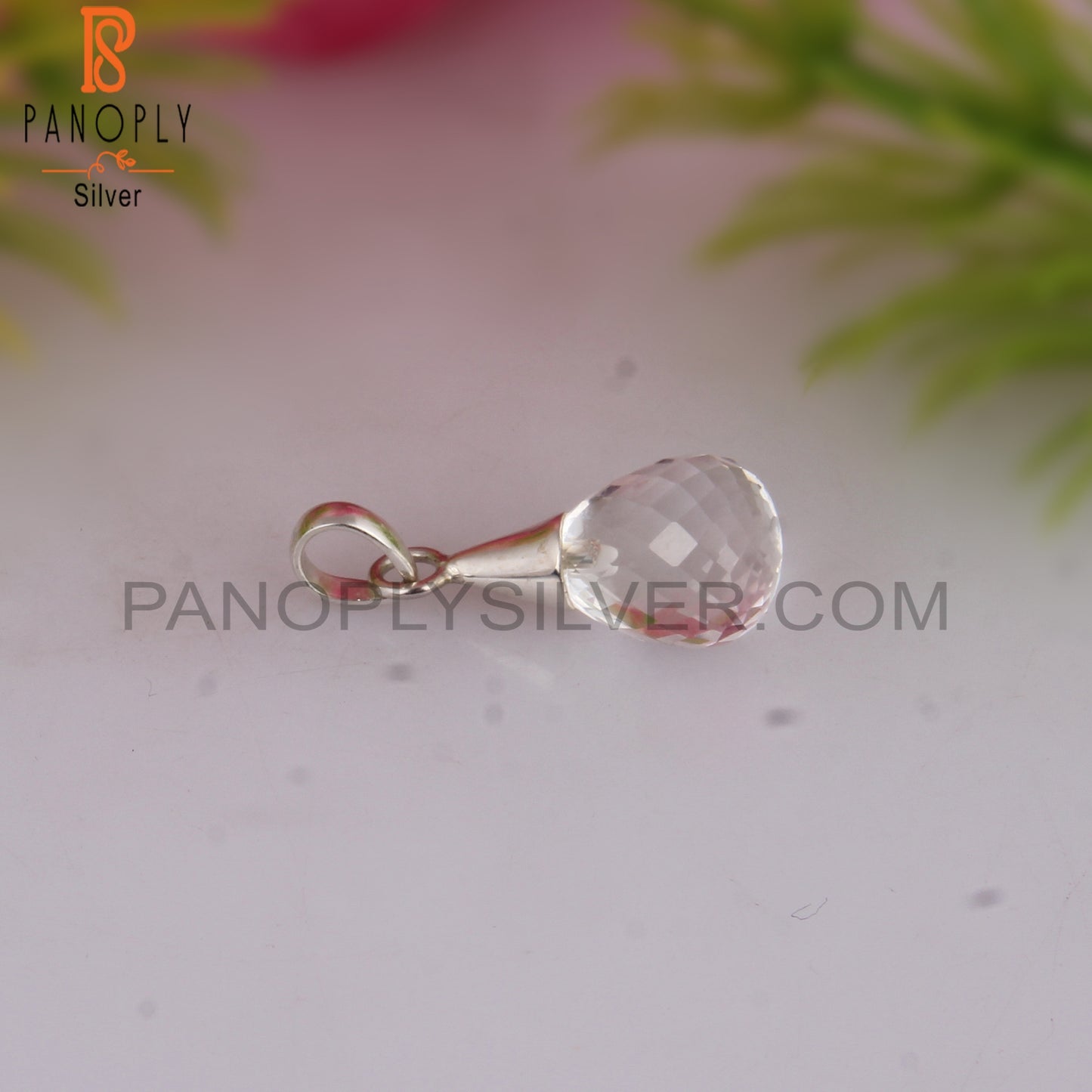 Crystal Quartz Drop Shape 925 Sterling Silver Pendant