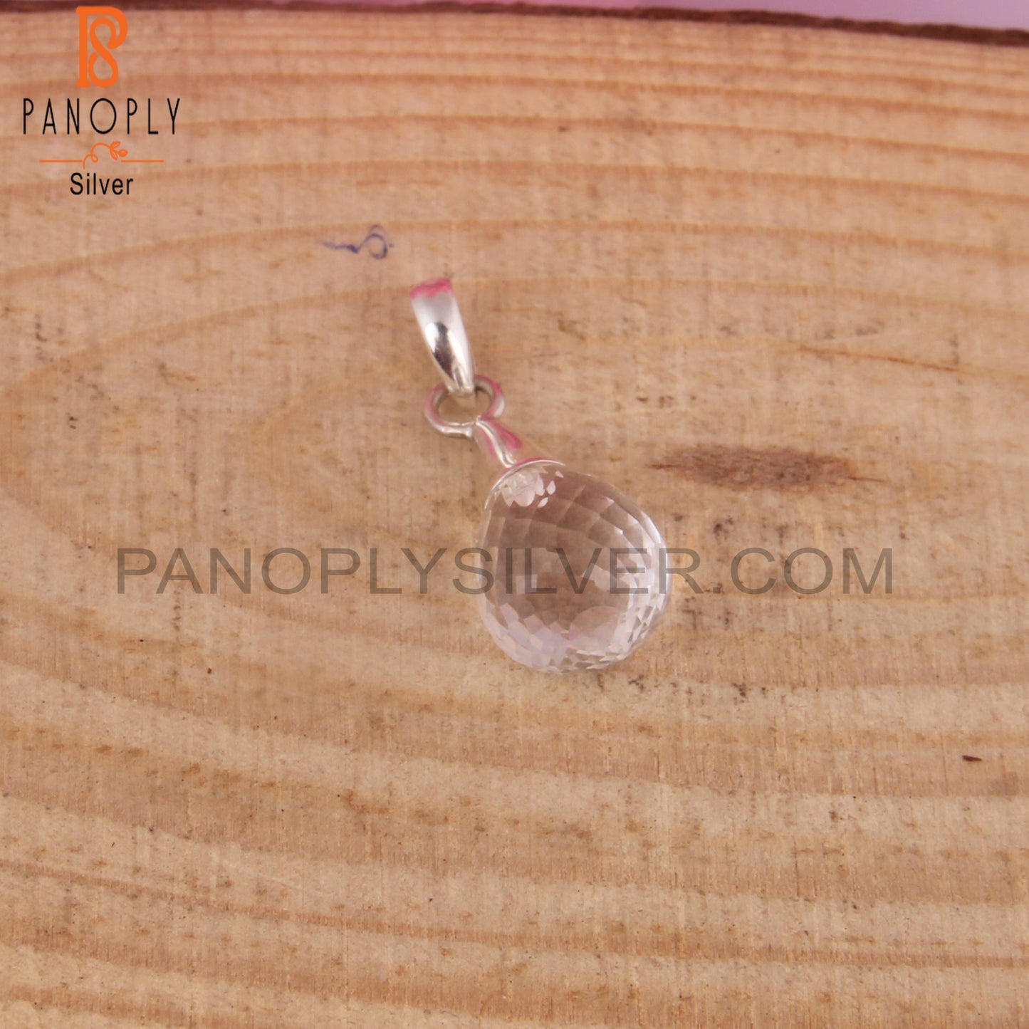 Crystal Quartz Drop Shape 925 Sterling Silver Pendant