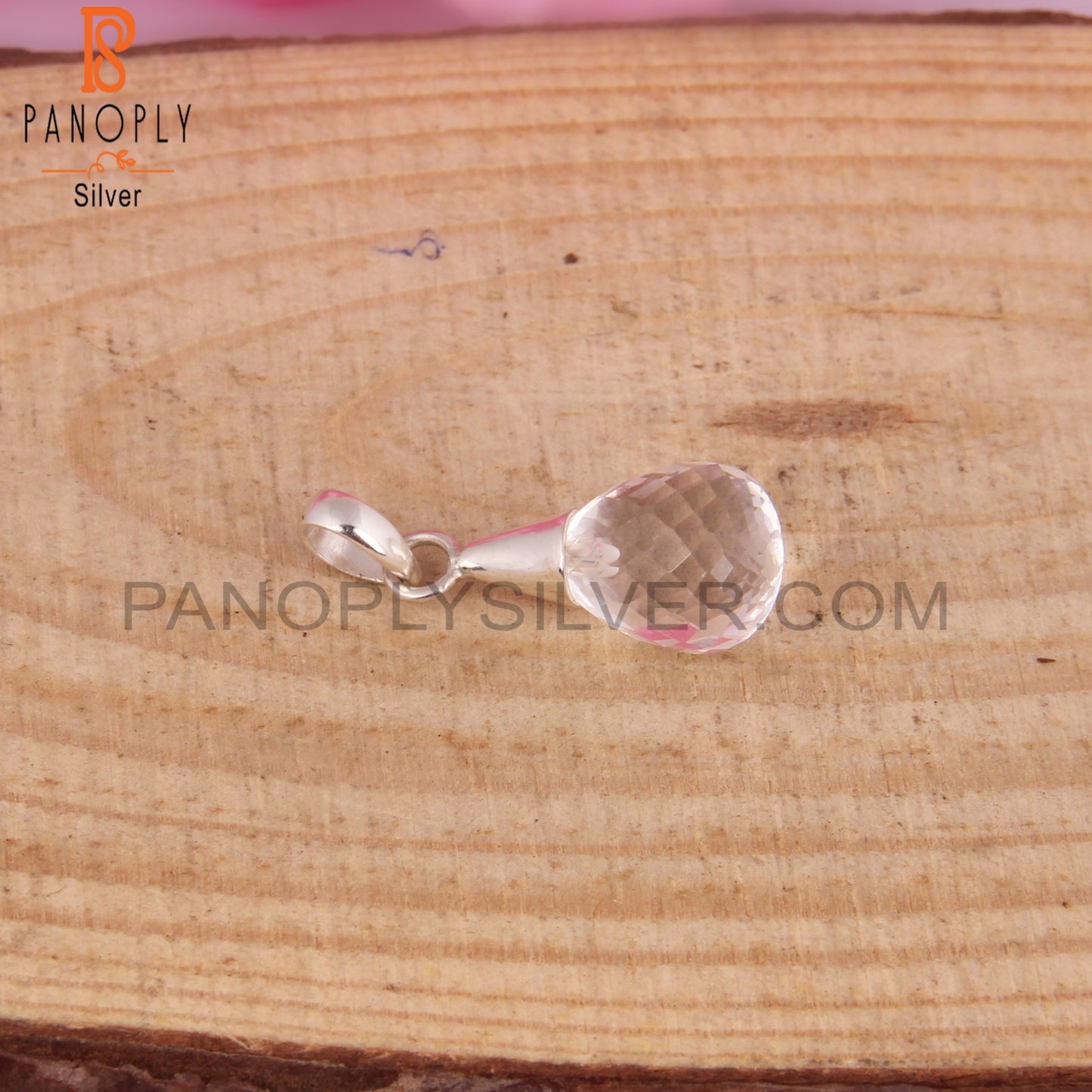 Crystal Quartz Drop Shape 925 Sterling Silver Pendant
