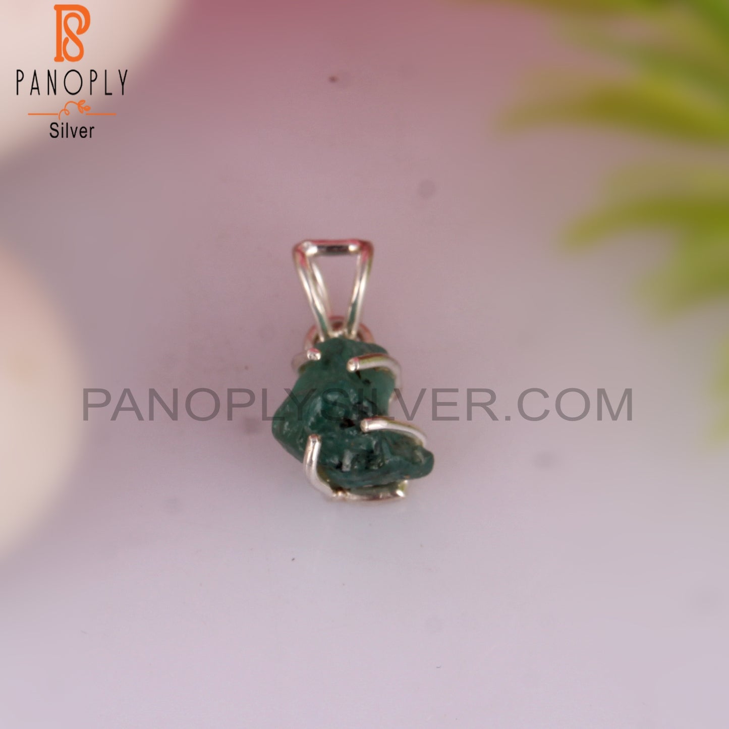 Emerald Rough 925 Sterling Silver Pendant