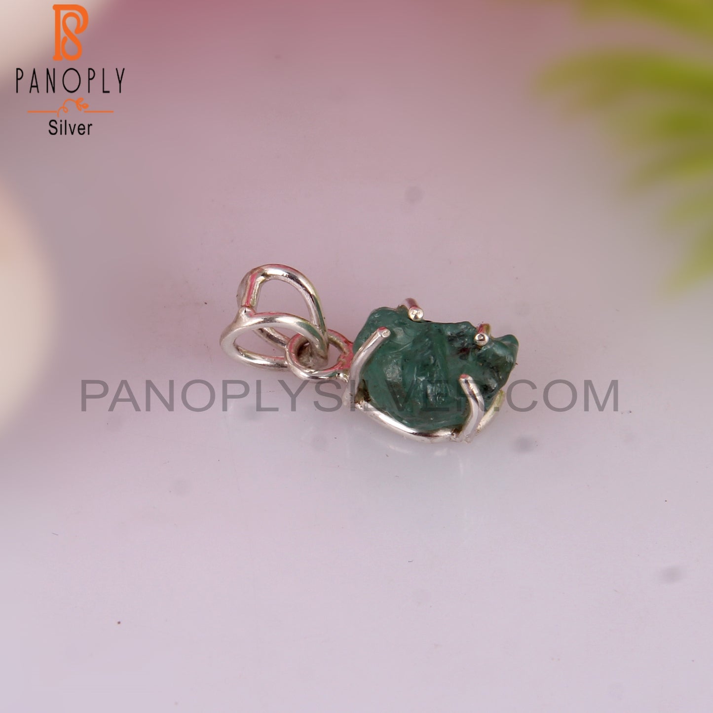 Emerald Rough 925 Sterling Silver Pendant
