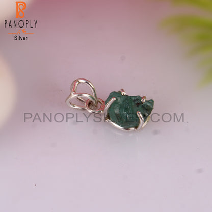 Emerald Rough 925 Sterling Silver Pendant