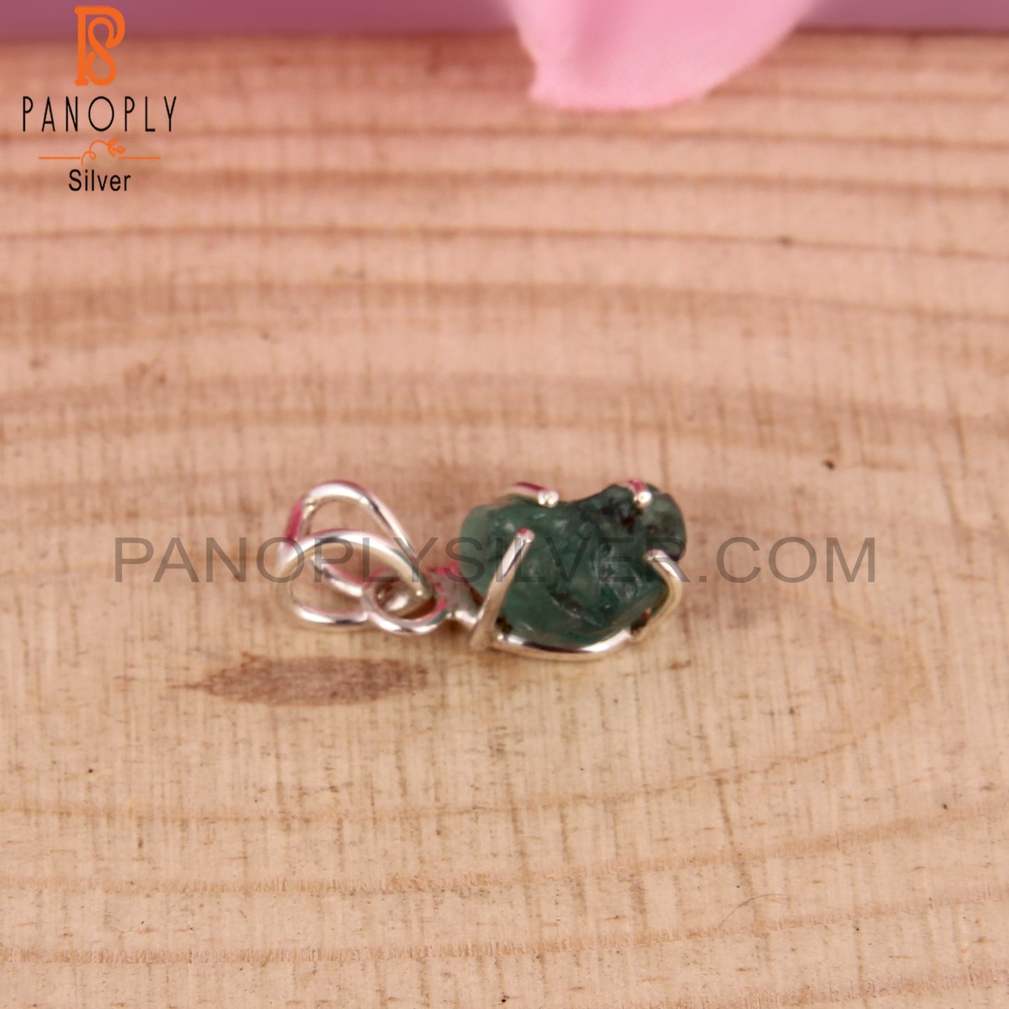 Emerald Rough 925 Sterling Silver Pendant