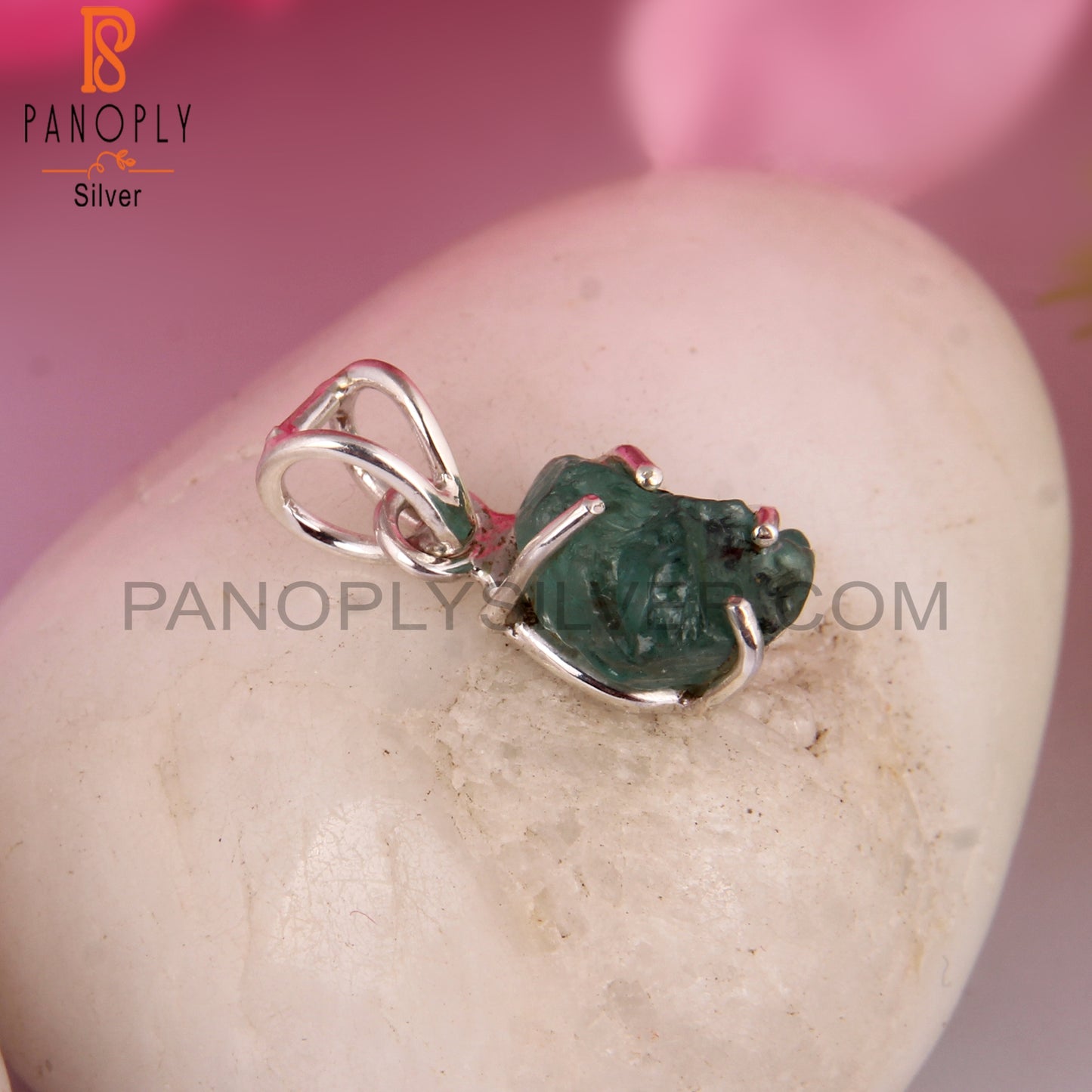 Emerald Rough 925 Sterling Silver Pendant