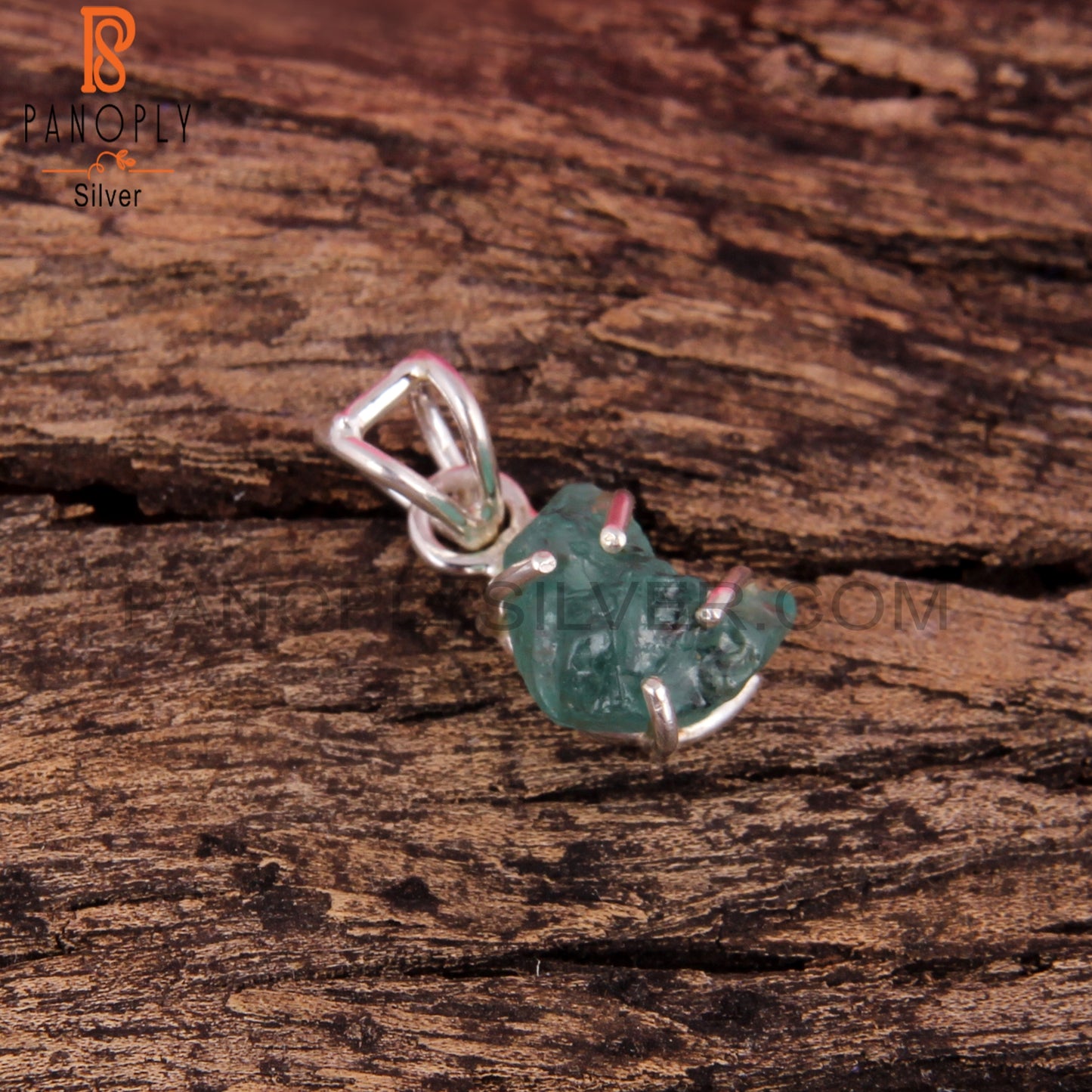 Emerald Rough 925 Sterling Silver Pendant