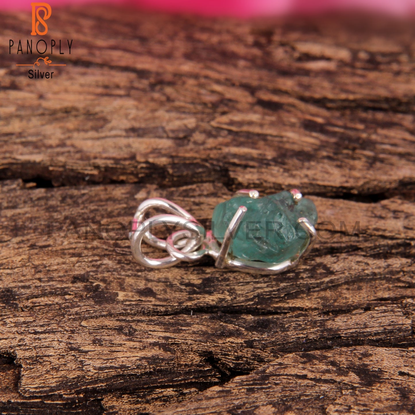 Emerald Rough 925 Sterling Silver Pendant