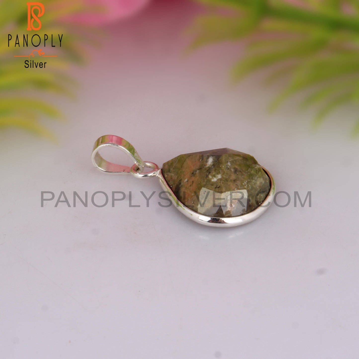 Unakite Heart Shape 925 Sterling Silver Pendant