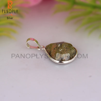 Unakite Heart Shape 925 Sterling Silver Pendant