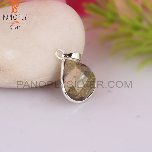 Unakite Heart Shape 925 Sterling Silver Pendant