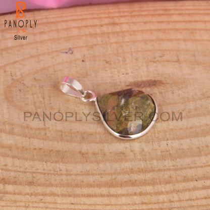 Unakite Heart Shape 925 Sterling Silver Pendant