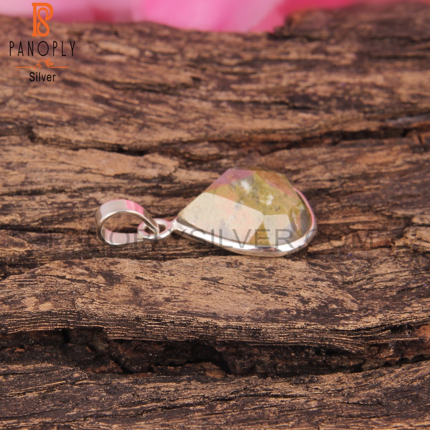 Unakite Heart Shape 925 Sterling Silver Pendant