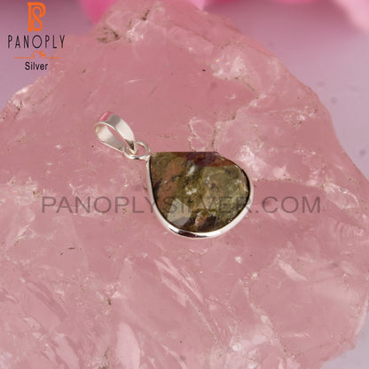 Unakite Heart Shape 925 Sterling Silver Pendant