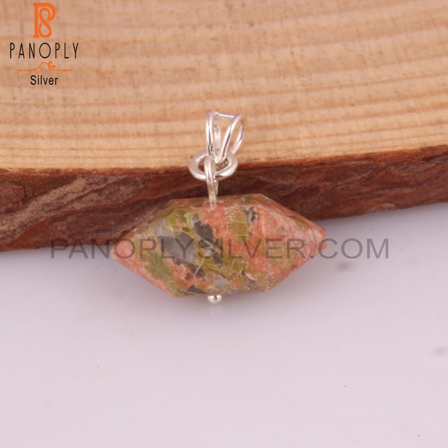 Unakite Pencil Shape 925 Sterling Silver Pendant