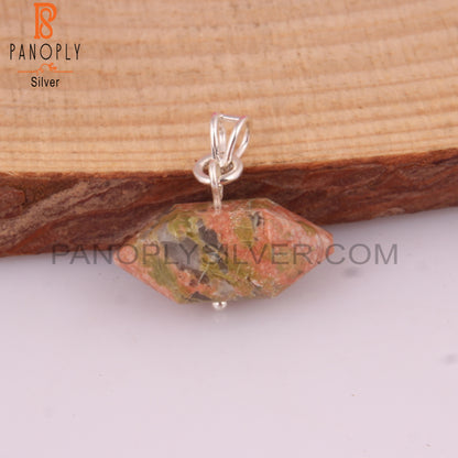 Unakite Pencil Shape 925 Sterling Silver Pendant