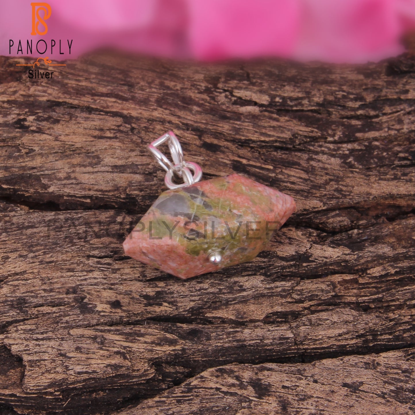 Unakite Pencil Shape 925 Sterling Silver Pendant