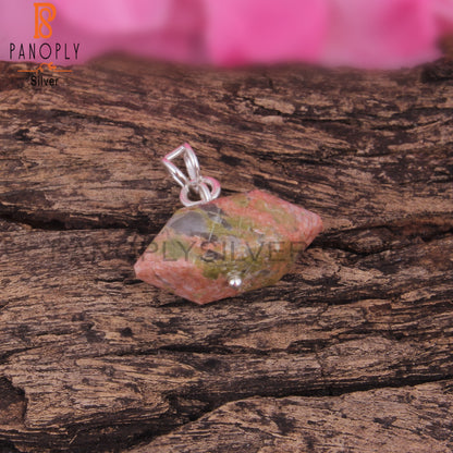 Unakite Pencil Shape 925 Sterling Silver Pendant
