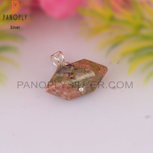 Unakite Pencil Shape 925 Sterling Silver Pendant