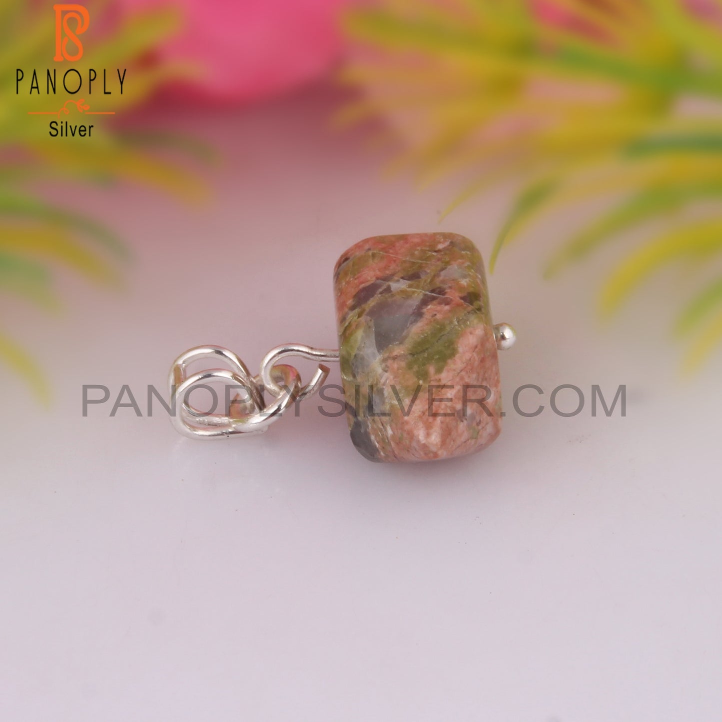 Unakite Pencil Shape 925 Sterling Silver Pendant