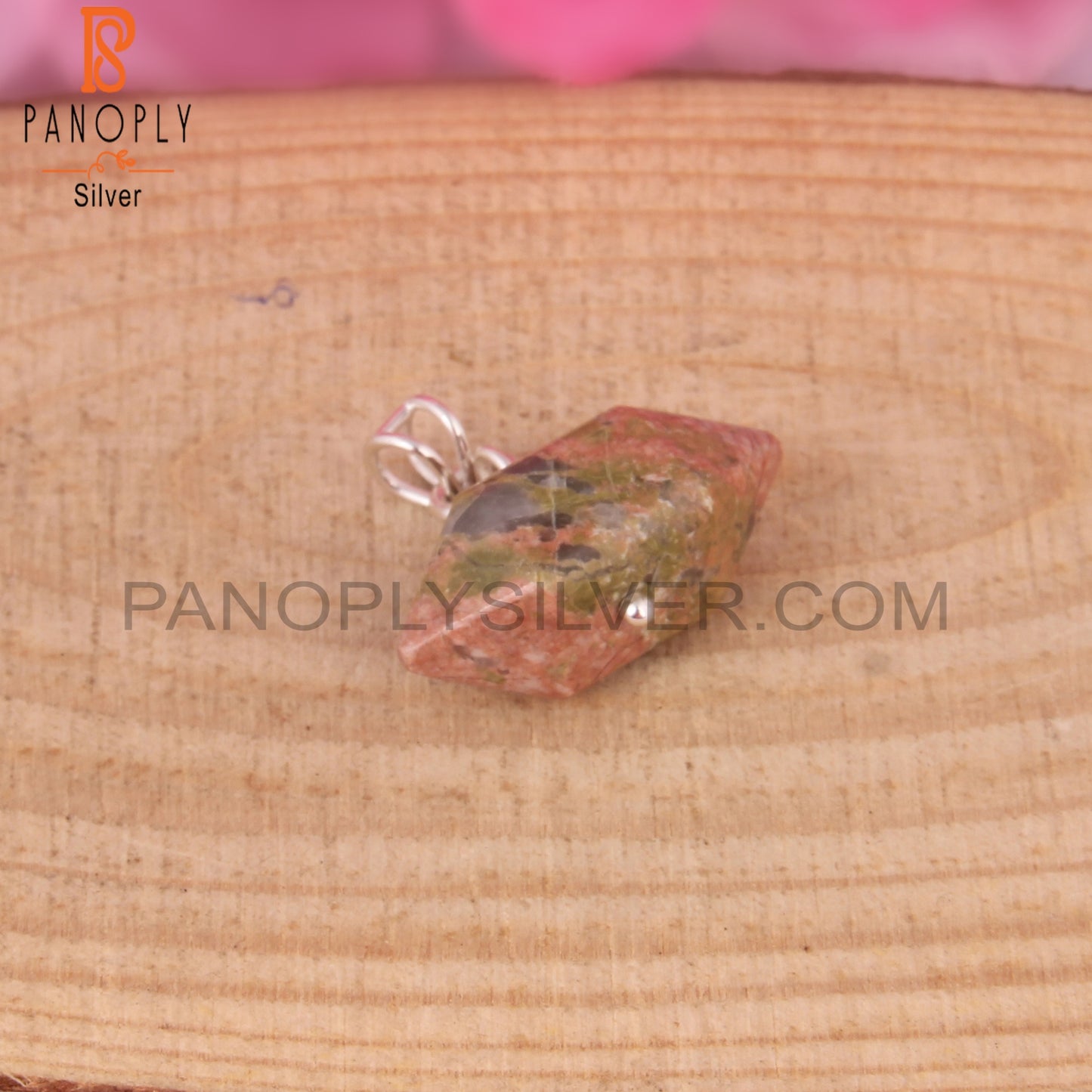 Unakite Pencil Shape 925 Sterling Silver Pendant