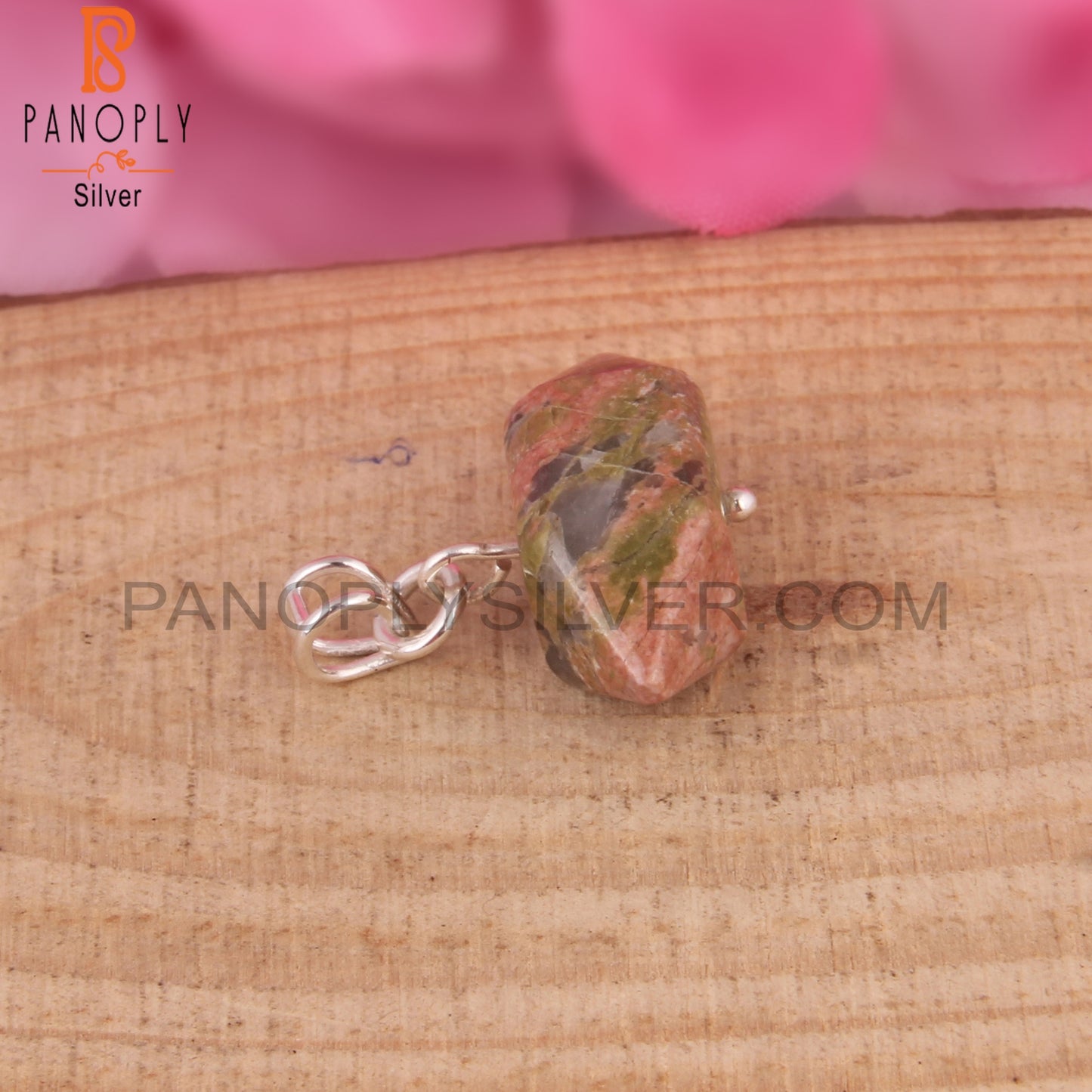 Unakite Pencil Shape 925 Sterling Silver Pendant