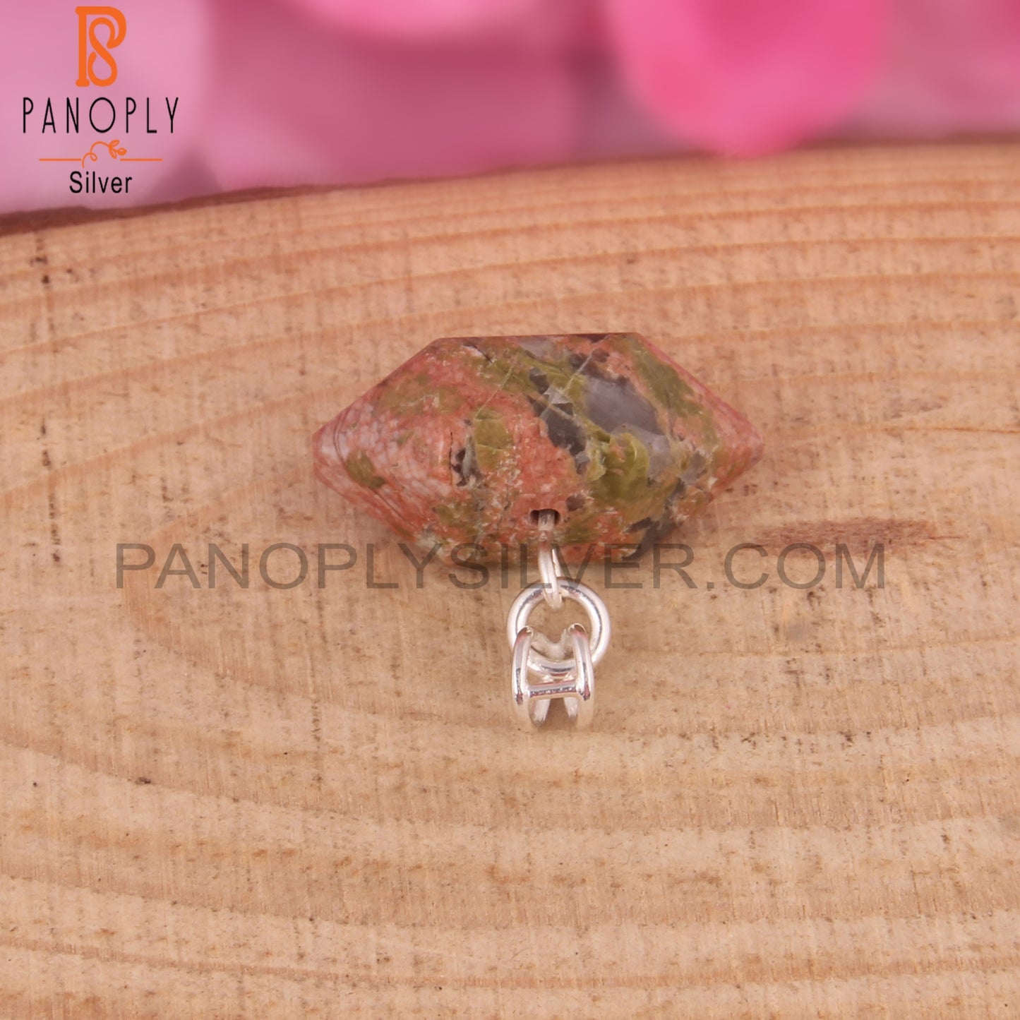 Unakite Pencil Shape 925 Sterling Silver Pendant