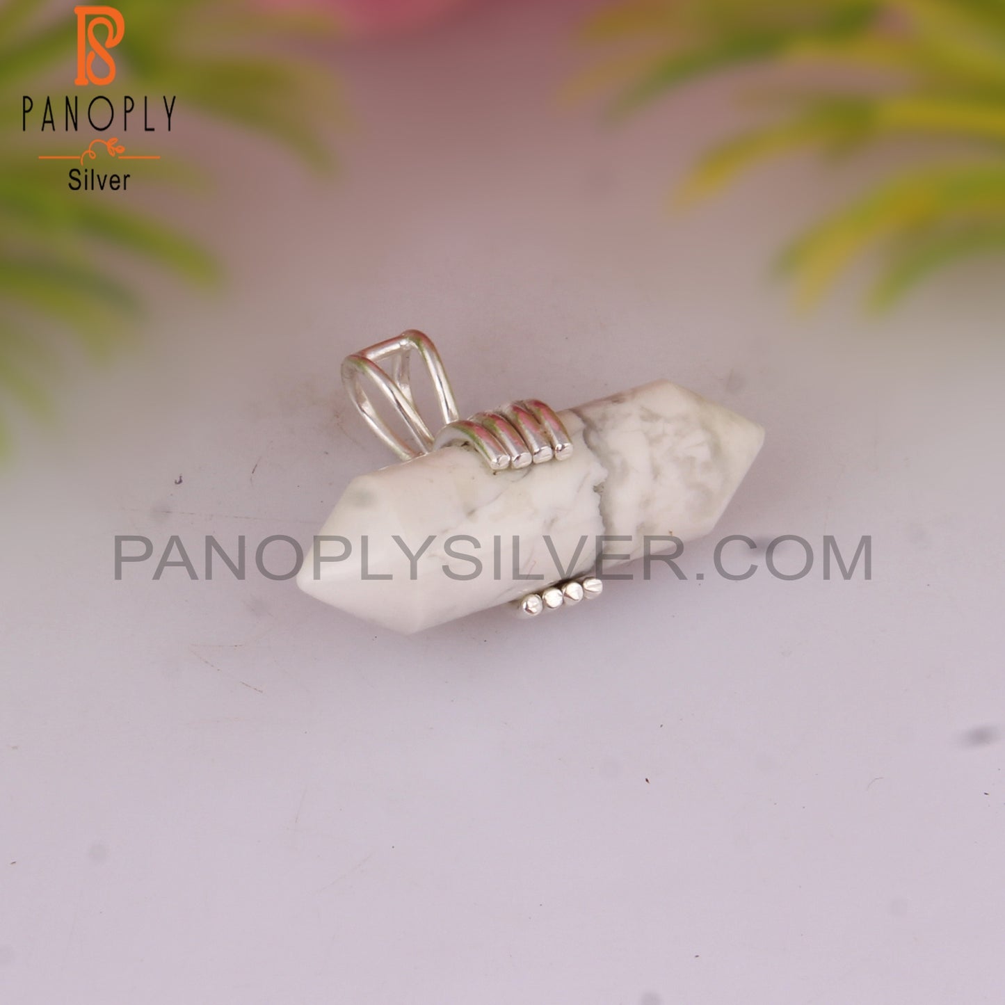 Howlite Pencil Shape 925 Sterling Silver Pendant