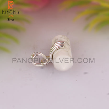 Howlite Pencil Shape 925 Sterling Silver Pendant