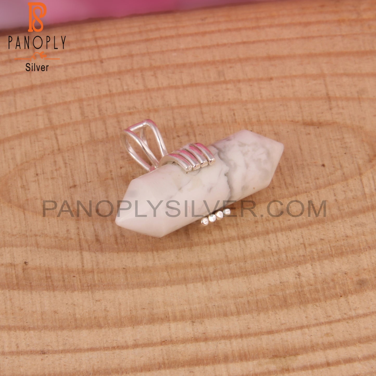 Howlite Pencil Shape 925 Sterling Silver Pendant