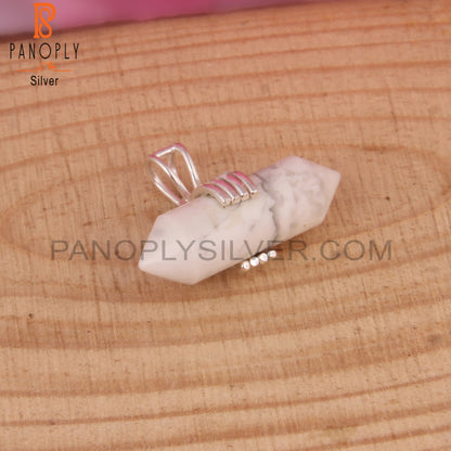 Howlite Pencil Shape 925 Sterling Silver Pendant