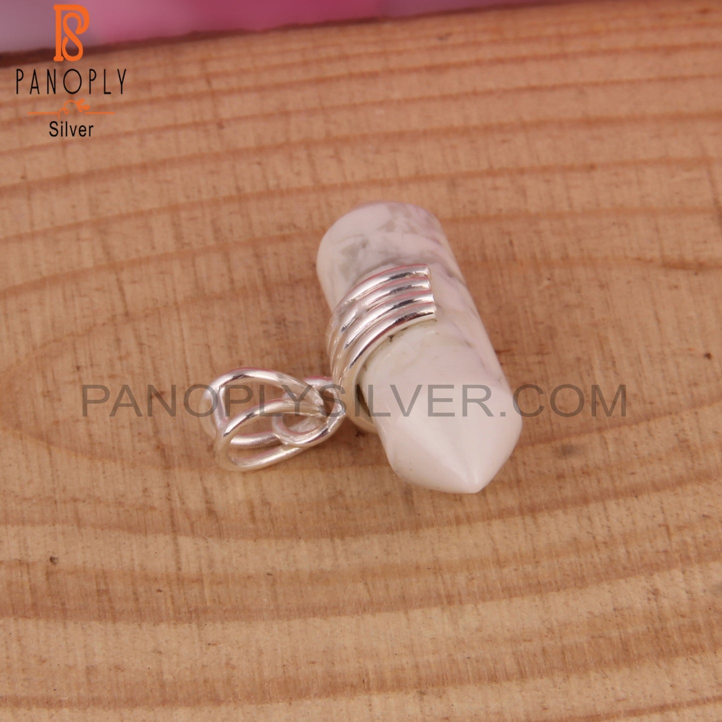 Howlite Pencil Shape 925 Sterling Silver Pendant