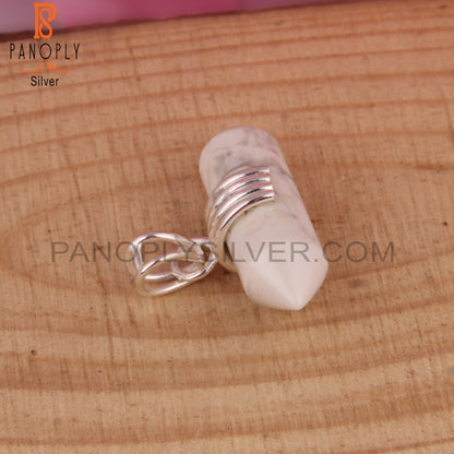 Howlite Pencil Shape 925 Sterling Silver Pendant