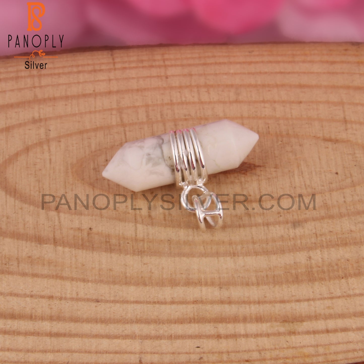 Howlite Pencil Shape 925 Sterling Silver Pendant