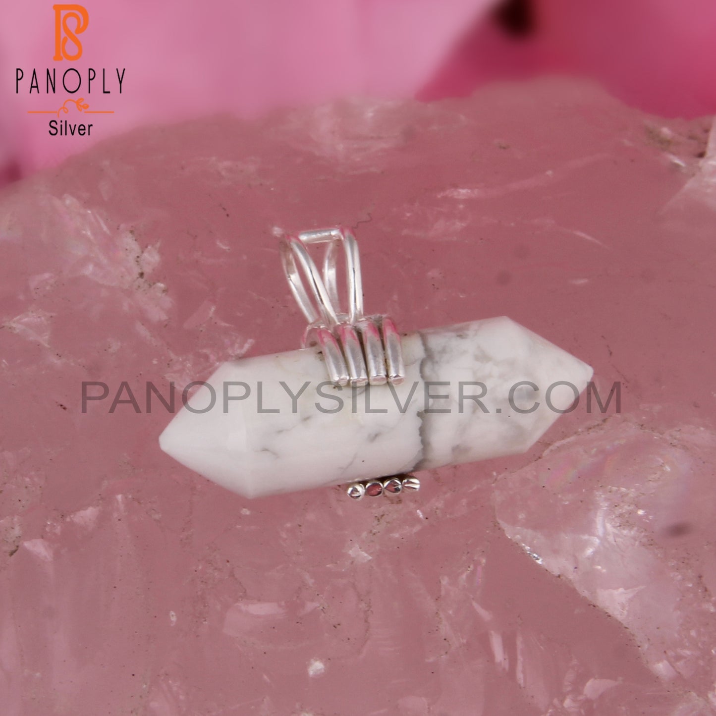 Howlite Pencil Shape 925 Sterling Silver Pendant