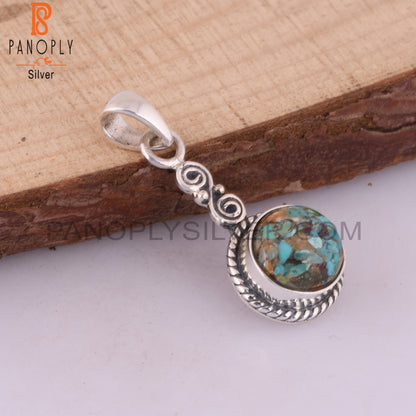 Boulder Turquoise Round 925 Sterling Silver Pendant
