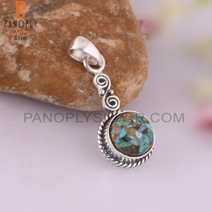 Boulder Turquoise Round 925 Sterling Silver Pendant