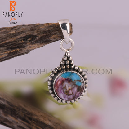 Mojave Copper Purple Oyster Turquoise 925 Silver Pendant