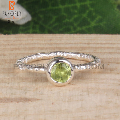 Peridot Round 925 Sterling Silver Ring