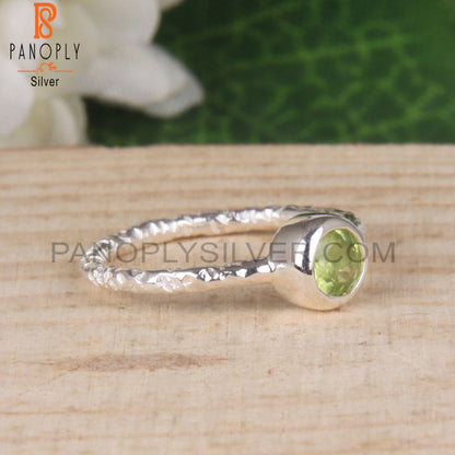 Peridot Round 925 Sterling Silver Ring