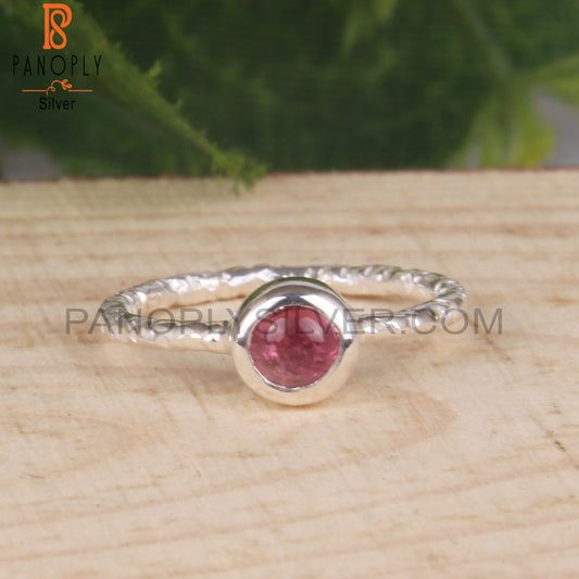 Texture Band Tourmaline Pink 925 Sterling Silver Ring