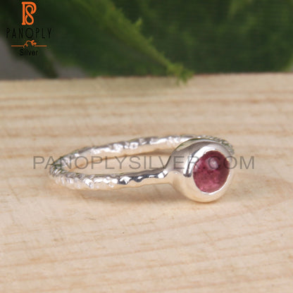 Texture Band Tourmaline Pink 925 Sterling Silver Ring