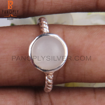 Twist Band White Moonstone 925 Sterling Silver Ring
