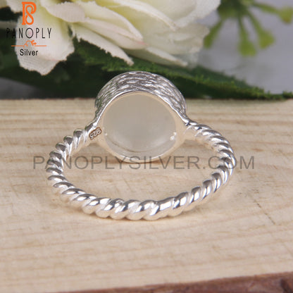 Twist Band White Moonstone 925 Sterling Silver Ring
