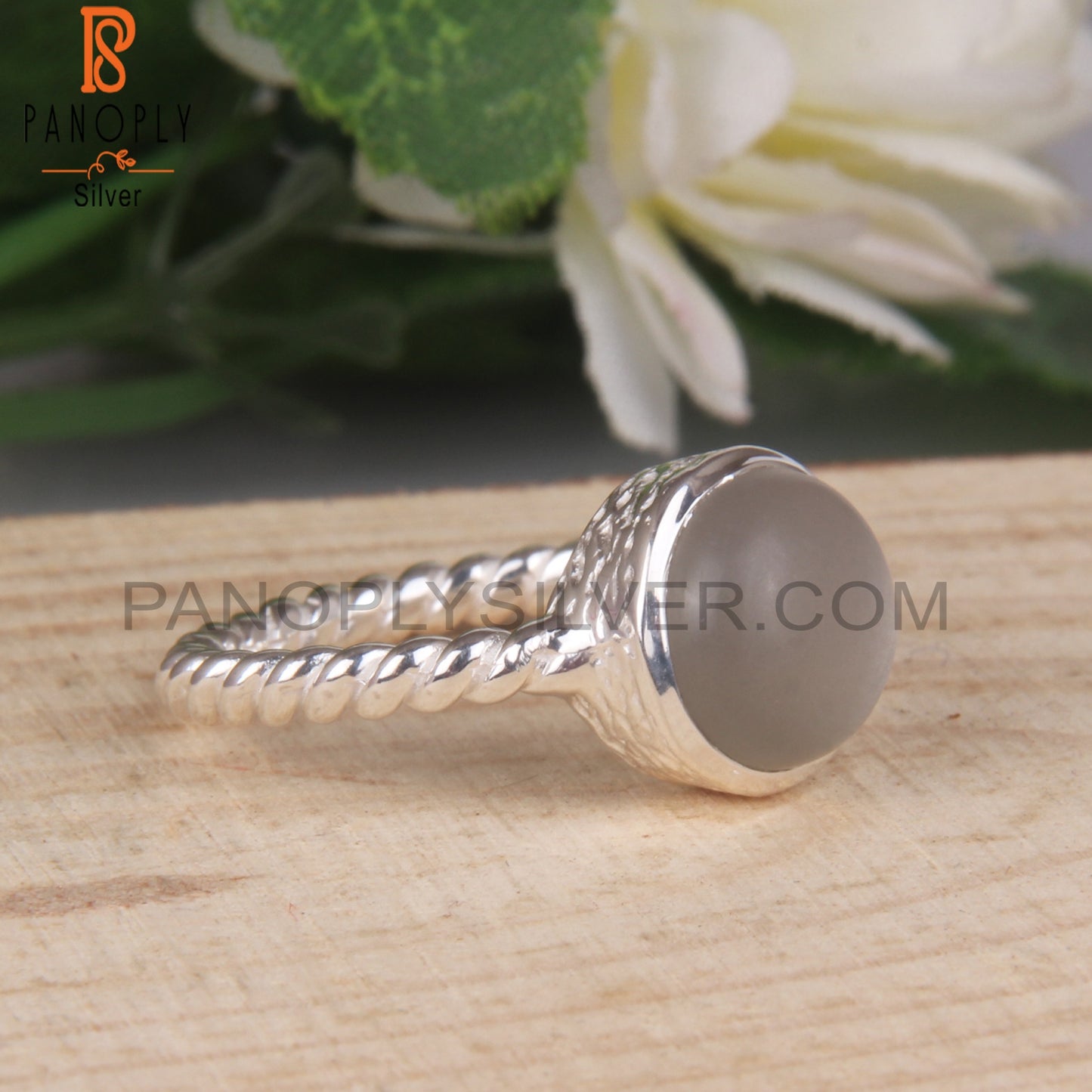 Twist MoonStone 925 Sterling Silver Ring