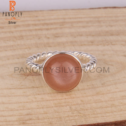 Peach Moonstone 925 Sterling Silver Engagement Ring