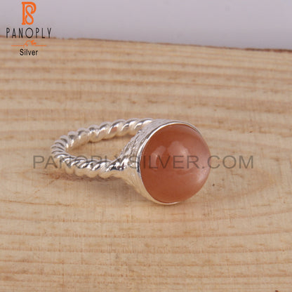Peach Moonstone 925 Sterling Silver Engagement Ring