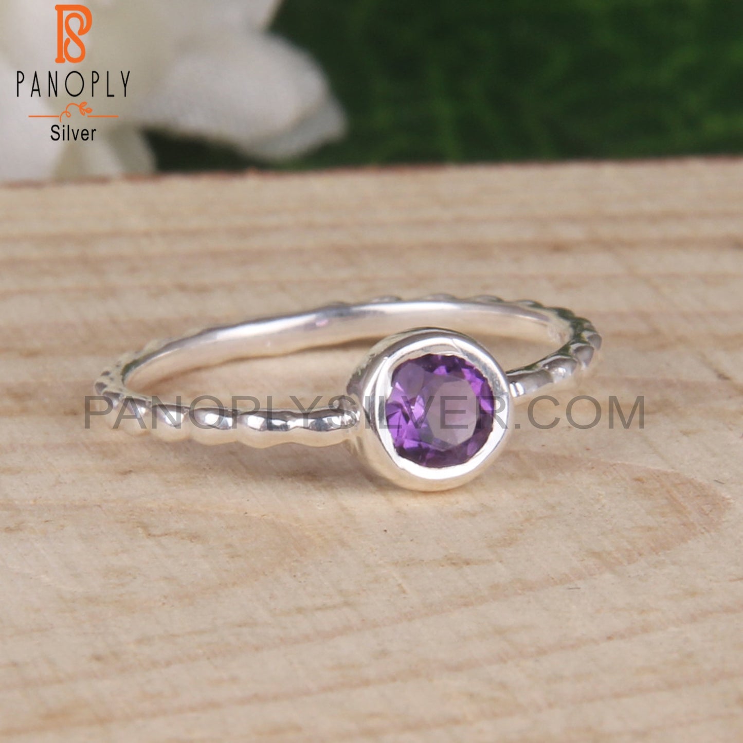 Amethyst 925 Sterling Silver Wedding Ring