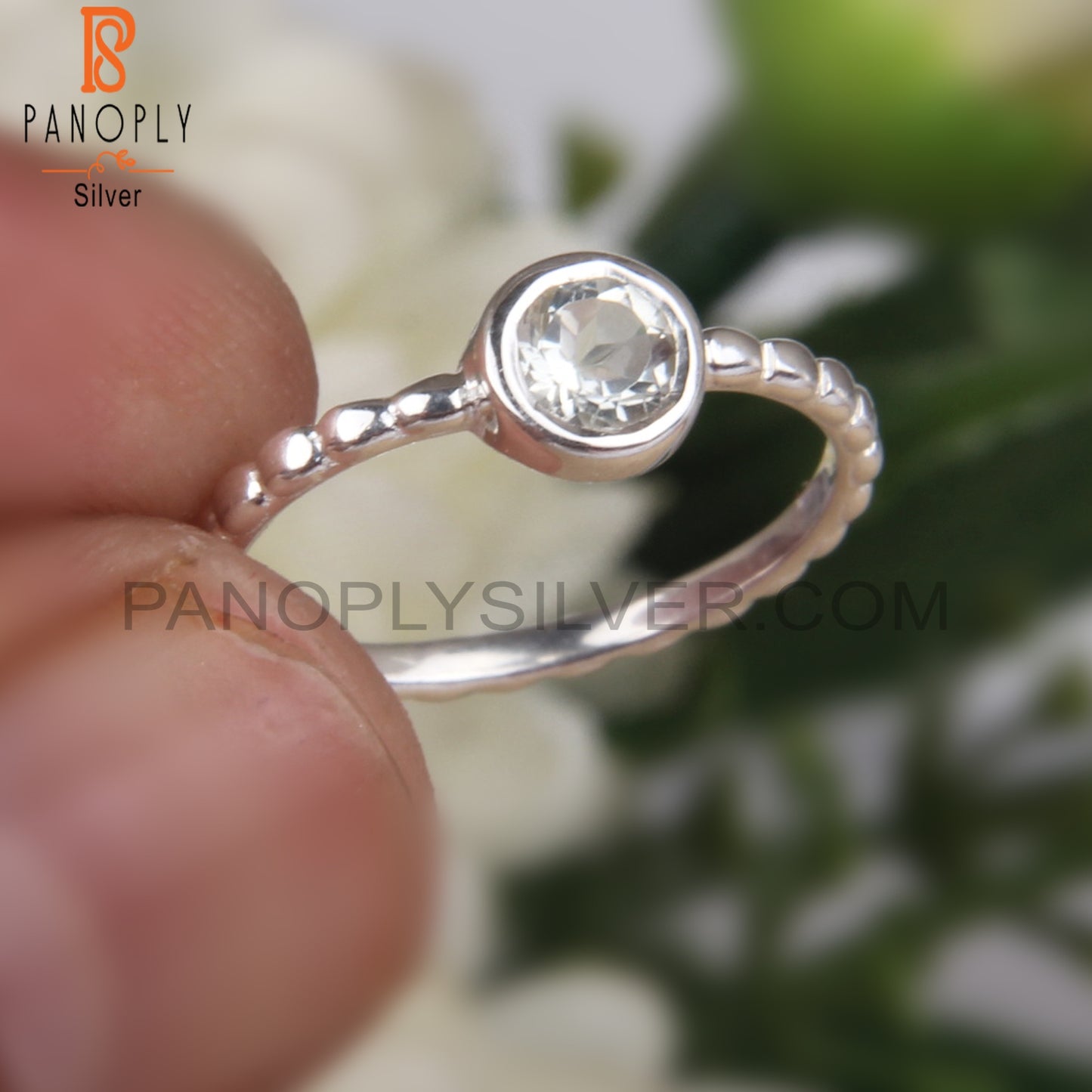 Solid 925 Sterling Silver Green Amethyst Ring