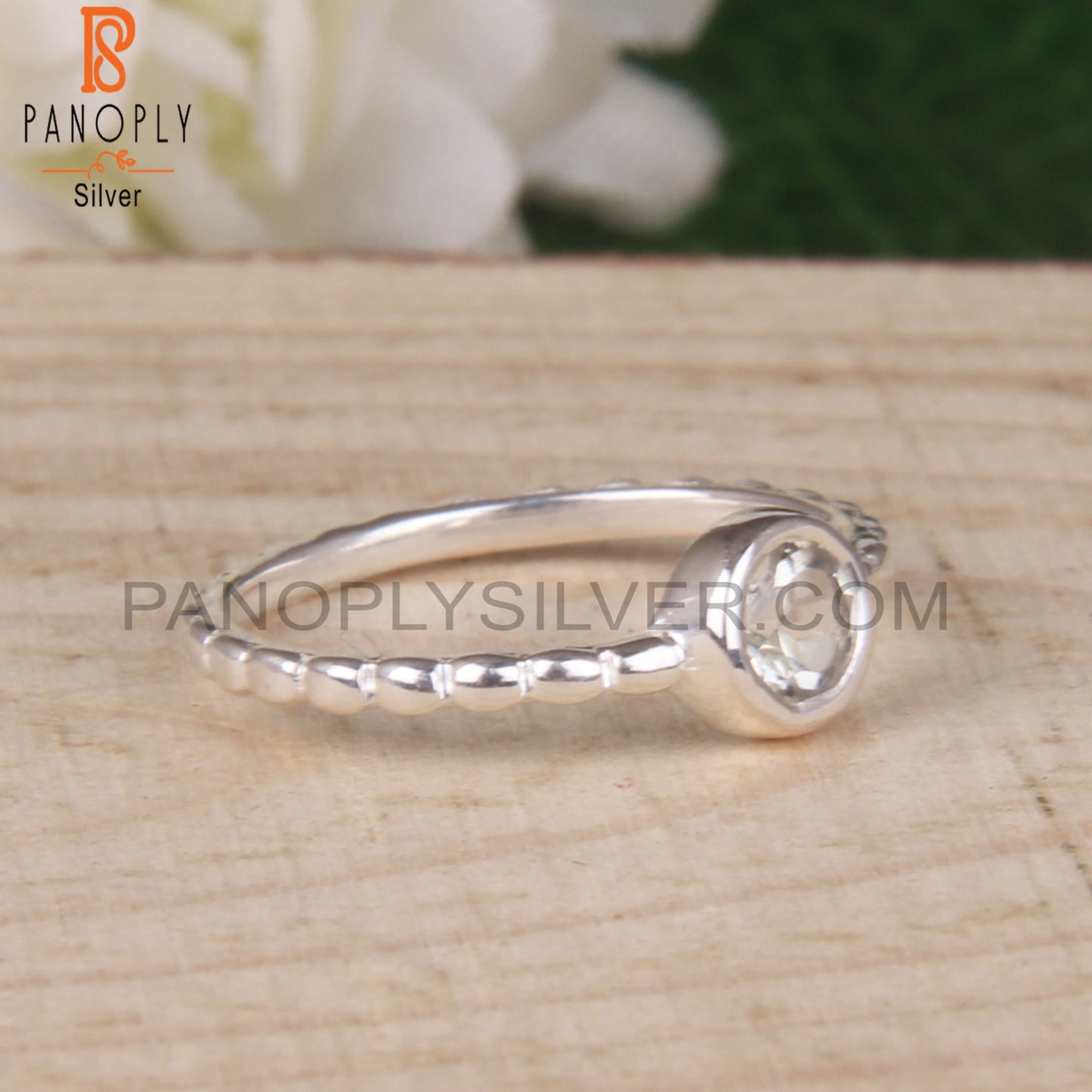 Solid 925 Sterling Silver Green Amethyst Ring