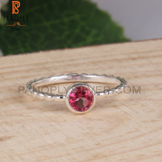Pink Topaz 925 Sterling Silver Simple Ring