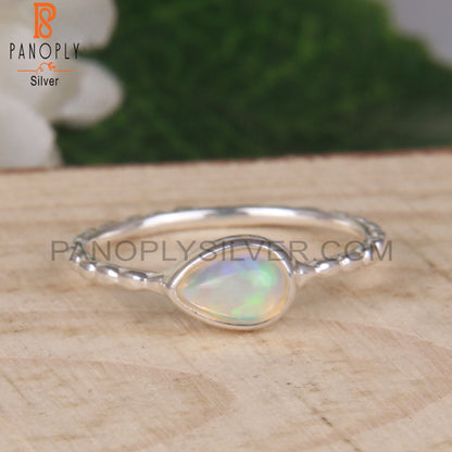 Pear 925 Sterling Silver Ethiopian Opal Ring